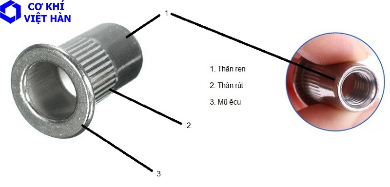 ê cu rút inox, tán rút inox