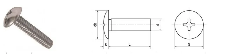 Cấu tạo vít pake inox đầu tròn DIN 7985