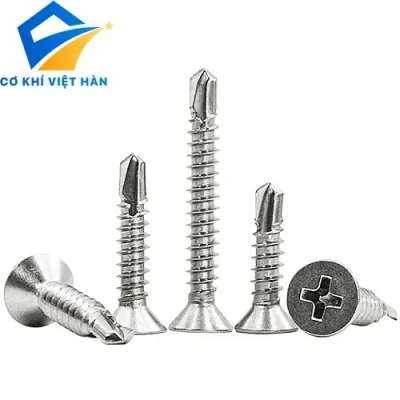 Vít tự khoan inox đầu bằng dùng trong lắp đặt mái tôn