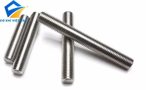 Thanh ren inox M18 hình trụ, bề mặt sáng bóng, tiện ren hệ mét