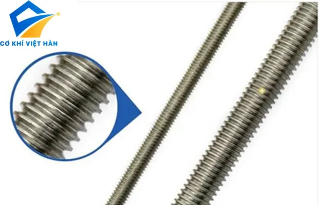 Chi tiết ty ren inox M8 tiện ren toàn thân