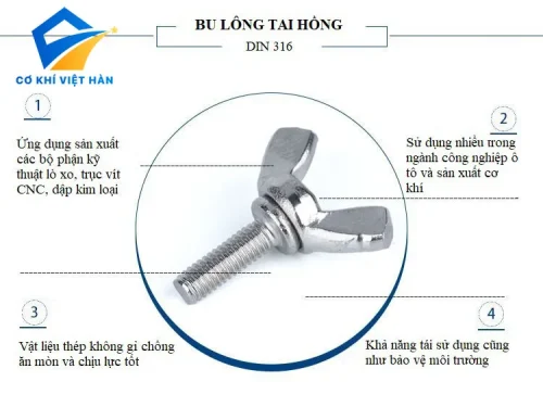 bu lông inox tai hồng