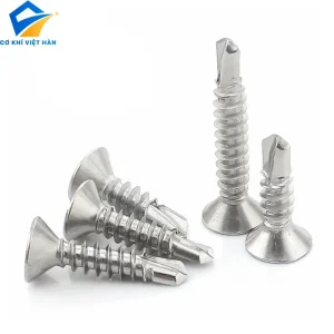 Vít inox tự khoan đầu bằng dùng trong xây dựng cơ khí