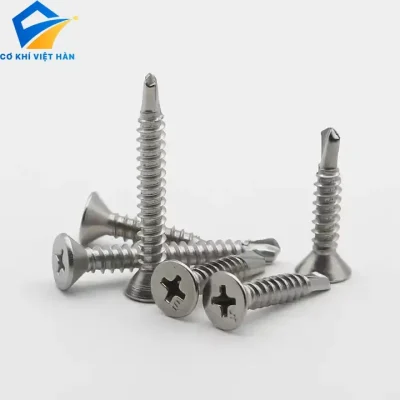 Vít inox tự khoan đầu bằng dùng trong xây dựng cơ khí