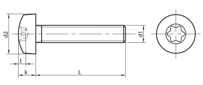 Cấu tạo vít inox đầu hoa khế DIN 7985-TX